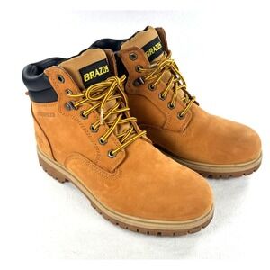Brazos Steel Toe Boots Mens 11 D Lace-up Work Wheat Nubuck‎ Waterproof Chukka